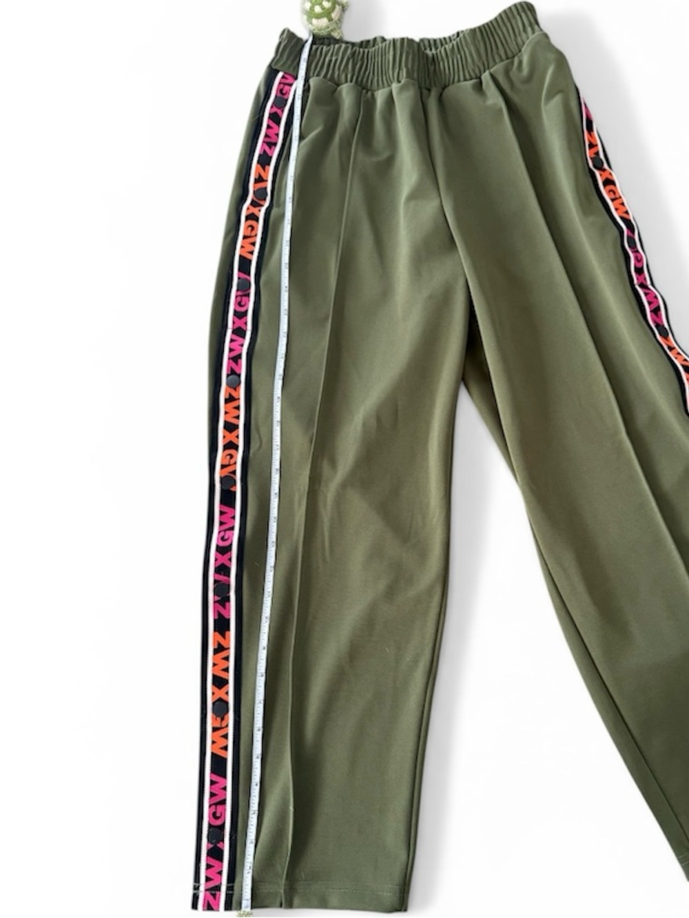 Zumba GinaGrant Collection Olive Green Track Pants with Pink & Orange Side Tape - Picture 4 of 4